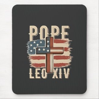 Pope Leo XIV Christian Church Da Pope USA Flag Mouse Mat