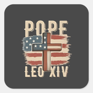 Pope Leo XIV Christian Church Da Pope USA Flag Square Sticker