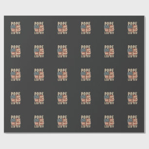 Pope Leo XIV Christian Church Da Pope USA Flag Wrapping Paper