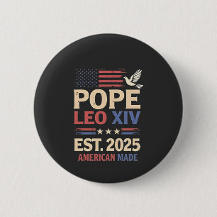 Pope Leo XIV est. 2025 4th of July USA Flag 6 Cm Round Badge