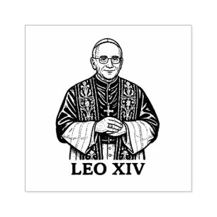 Pope Leo XIV Illustration Papal Catholic Rubber Stamp