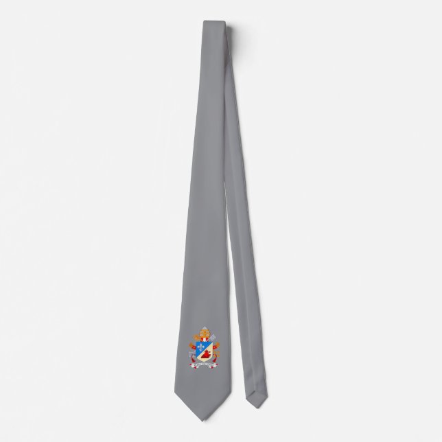 Pope Leo XIV motto on grey necktie tie Catholic  (Front)