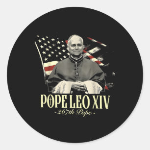 Pope Leo Xiv Patriotic Usa Catholic Christian  Classic Round Sticker