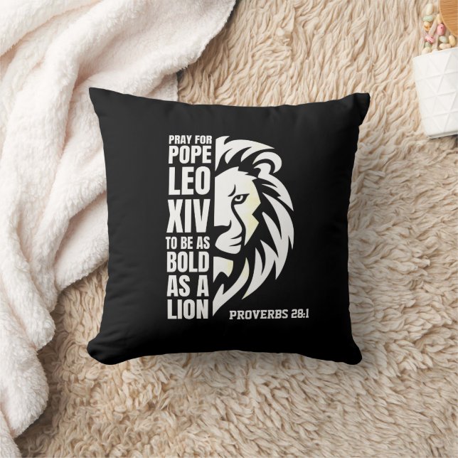POPE LEO XIV Pray Bold Lion Christian Catholic Cushion (Blanket)