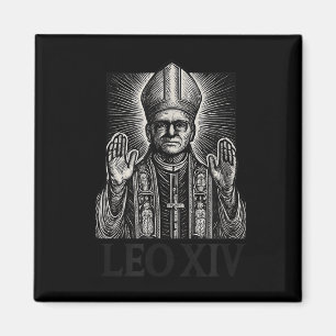 Pope Leo Xiv Woodcut Engraving Roman Catholic Desi Magnet