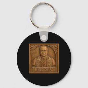 Pope Leo Xiv _ Wooden Carving Christian Catholic D Key Ring