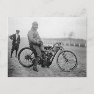 Pope Motorcycle Racer, 1915 Postcard