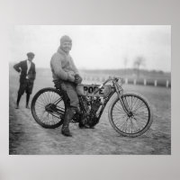 Pope Motorcycle Racer, 1915. Vintage Photo