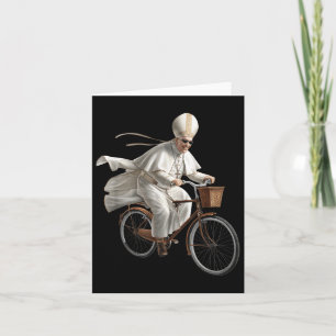 Pope Riding Bike Bicycle Catholic Church Bible Scr Card