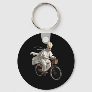 Pope Riding Bike Bicycle Catholic Church Bible Scr Key Ring
