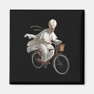 Pope Riding Bike Bicycle Catholic Church Bible Scr Magnet