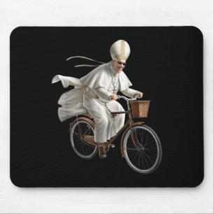 Pope Riding Bike Bicycle Catholic Church Bible Scr Mouse Mat