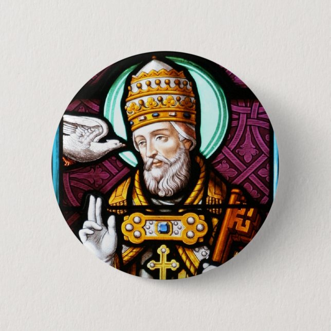 Pope Saint Gregory the Great - Stained Glass 6 Cm Round Badge (Front)