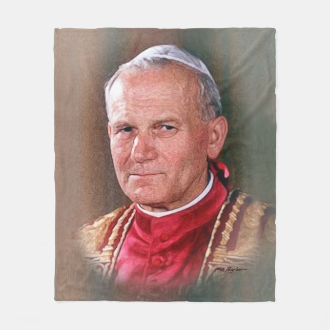 Pope Saint John Paul II Fleece Blanket (Front)