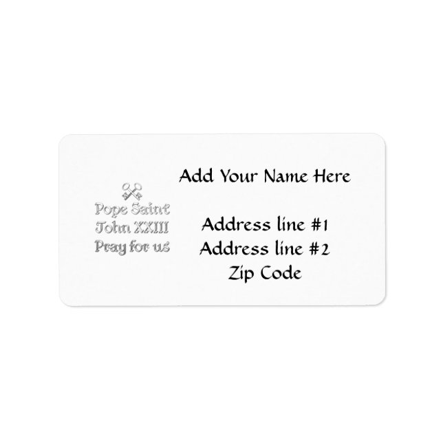 Pope Saint John XXIII Pray for Us Label (Front)