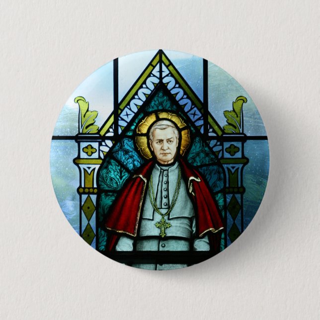Pope Saint Pius X Stained Glass Art 6 Cm Round Badge (Front)