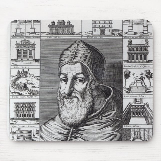 Pope Sixtus V, surrounded by the churches Mouse Mat (Front)