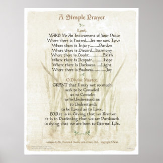 POPE=ST. FRANCIS SIMPLE PRAYER for PEACE PRAYER Poster