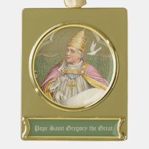 Pope St. Gregory the Great (M 067) Gold Plated Banner Ornament