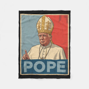 Pope Trump Funny Trump Vatican Christian Retro Chu Fleece Blanket