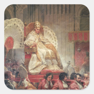 Pope VIII  in St. Peter's on the Sedia Gestatoria Square Sticker