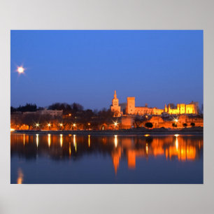 Pope's Palace in Avignon and the Rhone river at Poster