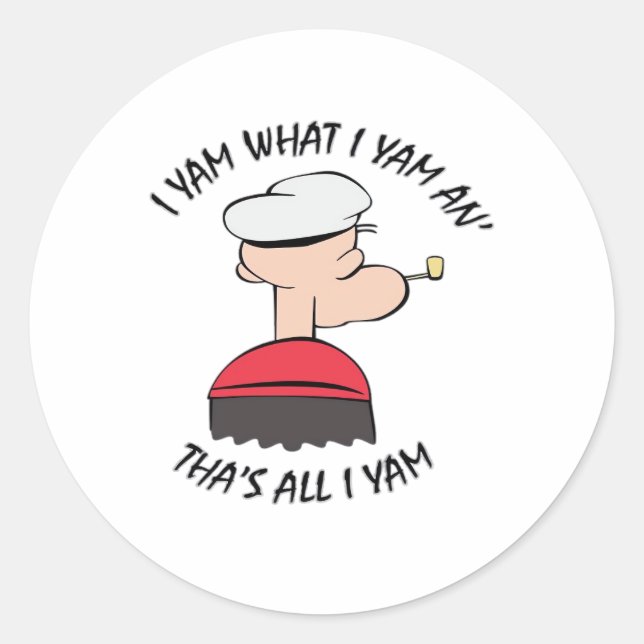 Popeye I Yam What I Yam Classic Classic Round Sticker (Front)