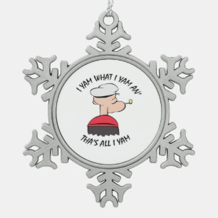 Popeye I Yam What I Yam Classic Snowflake Pewter Christmas Ornament