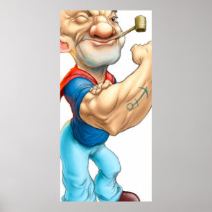 Popeye the Sailor classic navy blue Poster