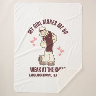POPEYE Weak At The Knees Fun Valentines Day  Sherpa Blanket