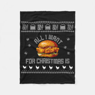 Popeyes Chicken Sandwich Funny Ugly Christmas Swea Fleece Blanket