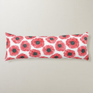 Popies watercolor body cushion