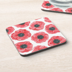 Popies watercolor coaster