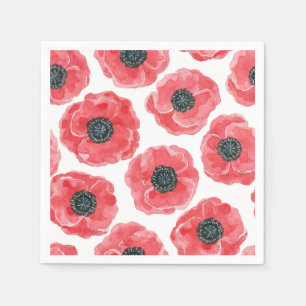 Popies watercolor napkin