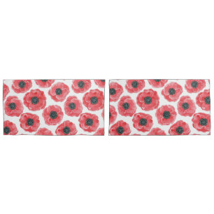 Popies watercolor pillowcase