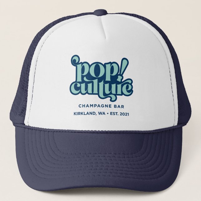 Popiversary Trucker Hat (Blue/Navy) (Front)