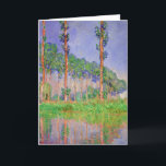 Poplar Trees Impressionism by Claude Monet Card<br><div class="desc">oil on canvas, Claude Monet, 1891 36 7/8" x 29 1/8" Private collection. "Poplars, Pink Effect" is from Monet's decorative nature series and were praised for their freshness and decorative splendour. Impressionism and Japanese art is felt flowing together in this aesthetic piece with the use of simple trees and brilliant...</div>
