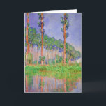 Poplar Trees Impressionism by Claude Monet Card<br><div class="desc">oil on canvas, Claude Monet, 1891 36 7/8" x 29 1/8" Private collection. "Poplars, Pink Effect" is from Monet's decorative nature series and were praised for their freshness and decorative splendour. Impressionism and Japanese art is felt flowing together in this aesthetic piece with the use of simple trees and brilliant...</div>