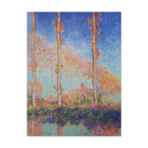 Poplars, Autumn, Pink Effect by Claude MonPostcard