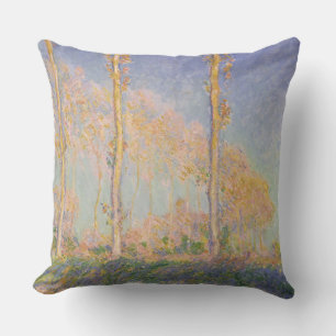Poplars, impressionist landscape, Claude Monet Cushion