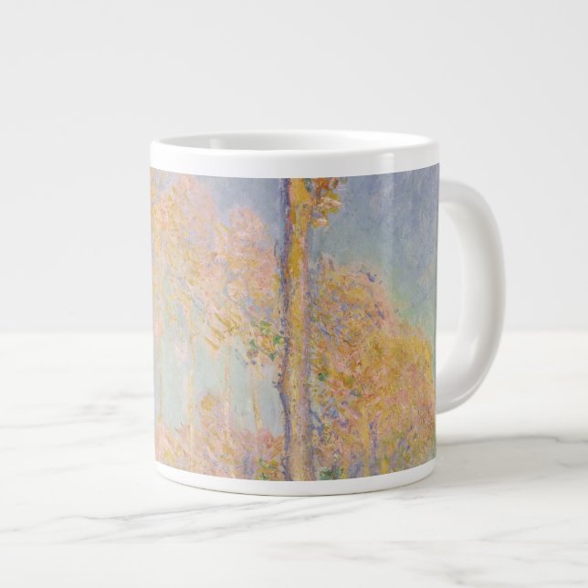Poplars, impressionist landscape, Claude Monet Large Coffee Mug (Front Right)