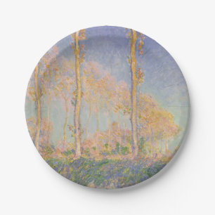 Poplars, impressionist landscape, Claude Monet Paper Plate