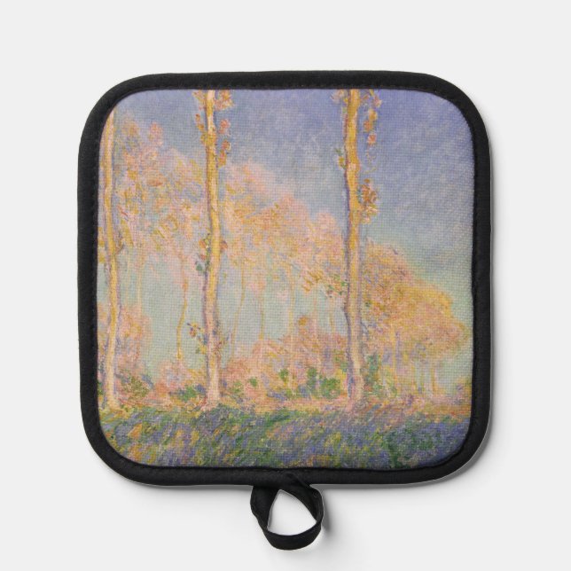 Poplars, impressionist landscape, Claude Monet Pot Holder (Front)