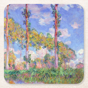 Poplars in the Sun, Monet Square Paper Coaster