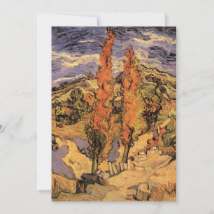 Poplars on Road Through Hills by Vincent van Gogh Invitation