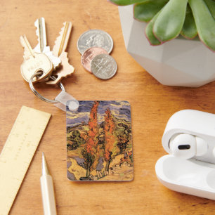 Poplars on Road Through Hills by Vincent van Gogh Key Ring