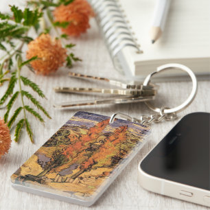 Poplars on Road Through Hills by Vincent van Gogh Key Ring