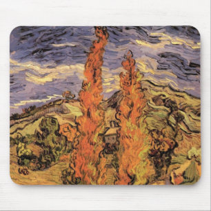 Poplars on Road Through Hills by Vincent van Gogh Mouse Mat