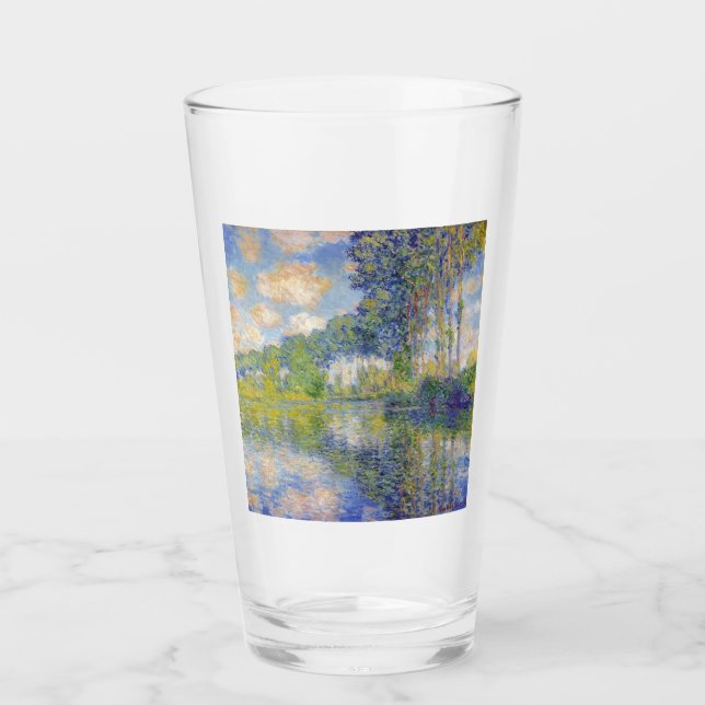 Poplars on the River Epte (by Claude Monet) Glass (Front)