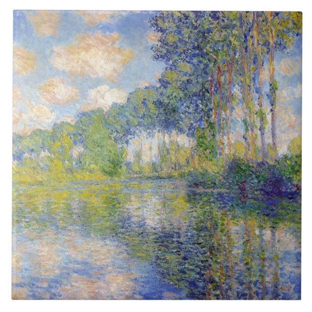 Poplars on the River Epte (by Claude Monet) Tile (Front)